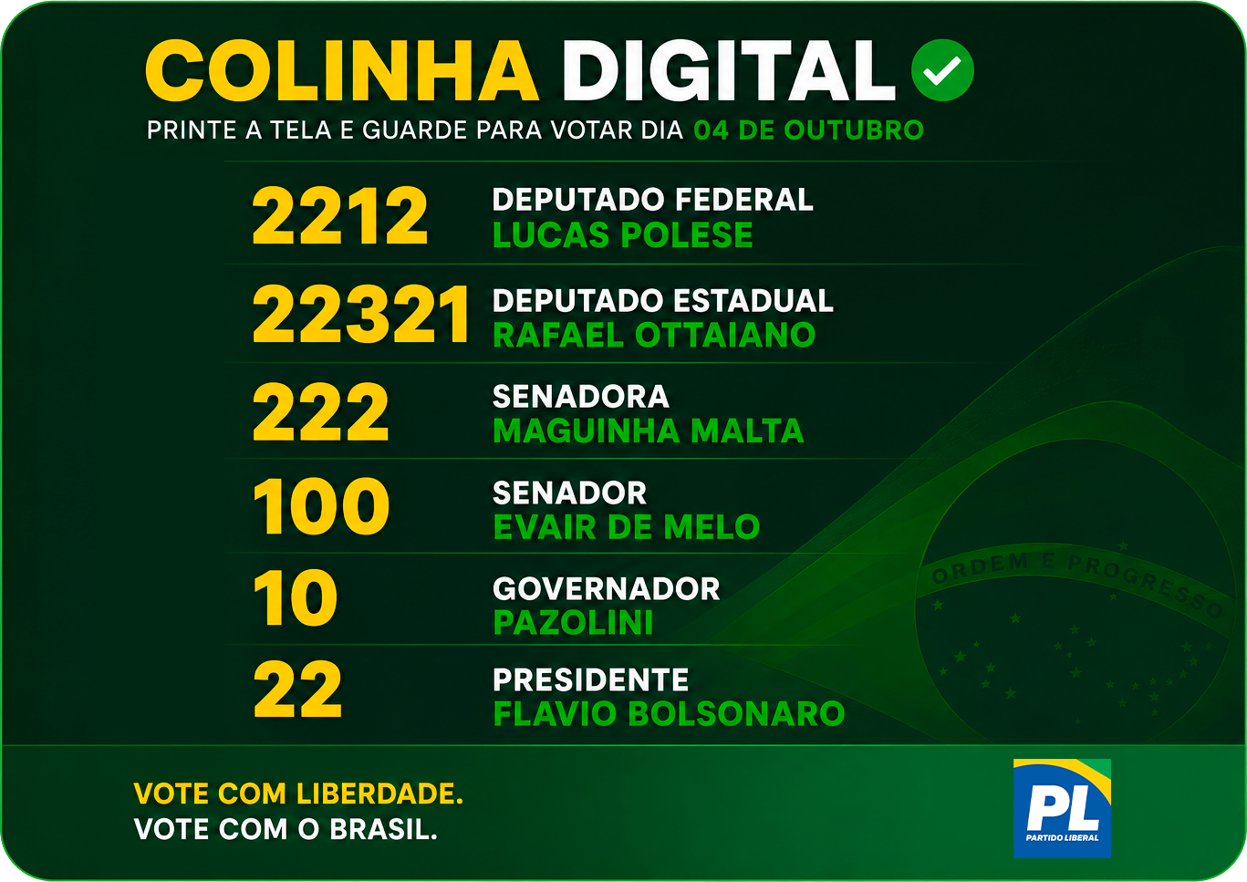 Colinha digital: Rafael Ottaiano 22321 Deputado Estadual